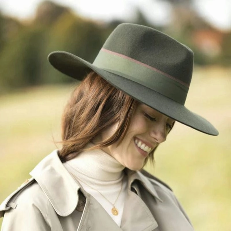 Save Big Online Hicks & Brown Oxley Wide Brimmed Fedora - Olive