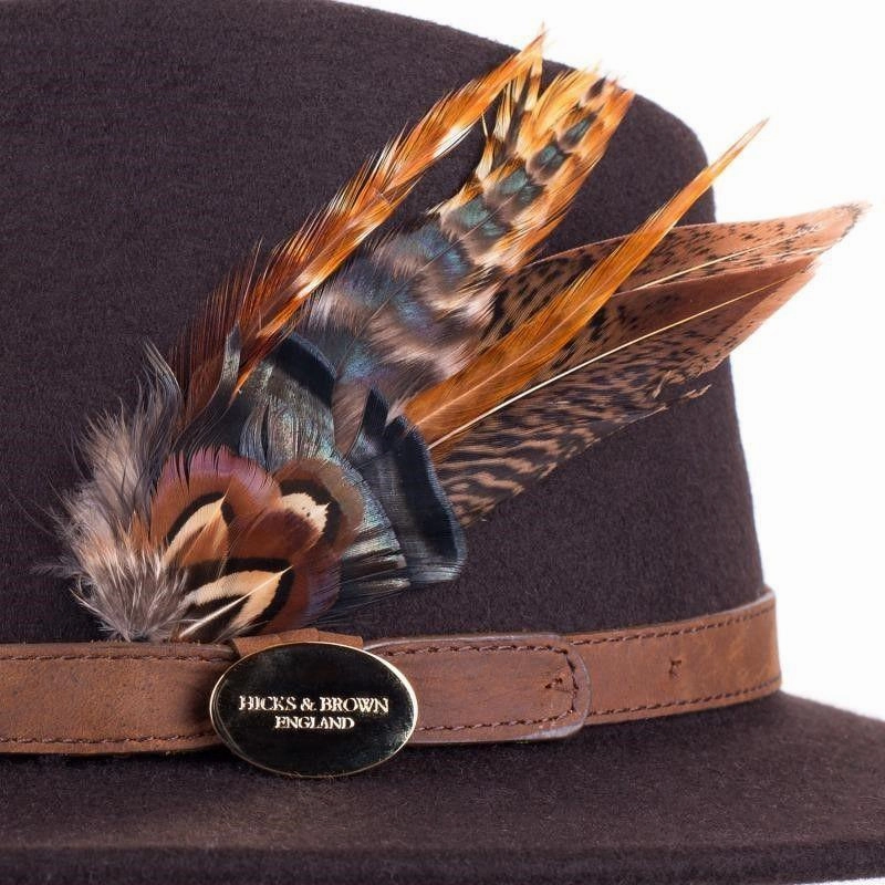 Hot Item Clearance Steal the Deal Now Hicks & Brown Suffolk Bronze Feather Fedora Hat - Brown