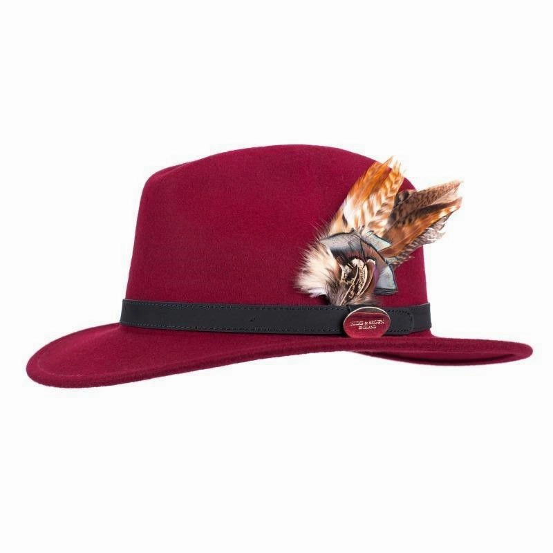 Daily Deal Frenzy Hicks & Brown Suffolk Gamebird Fedora Hat - Maroon