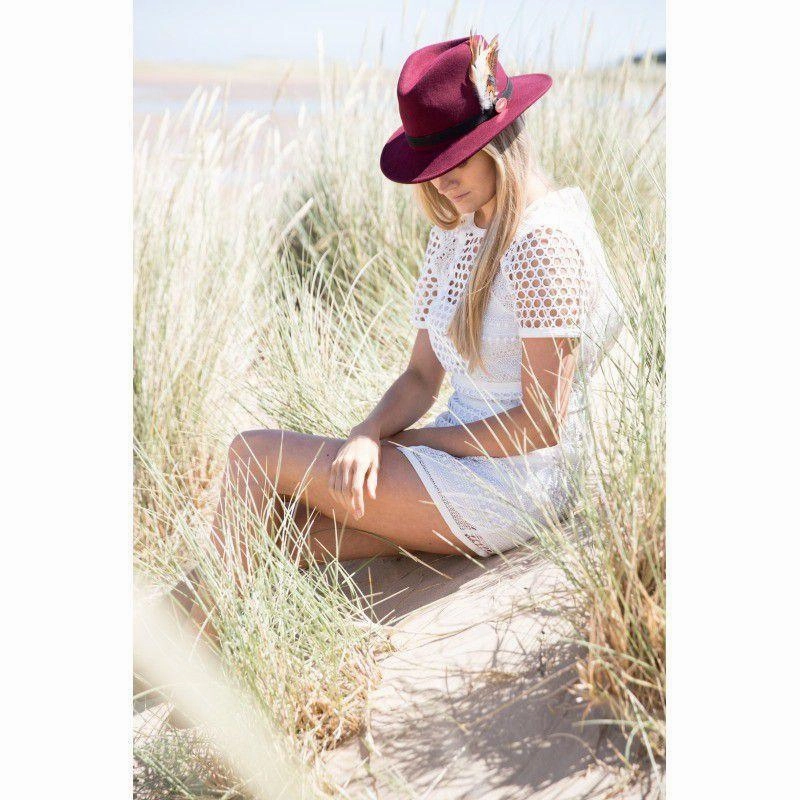 Hicks & Brown Suffolk Gamebird Fedora Hat - Maroon Special Deals Online Special Price Today