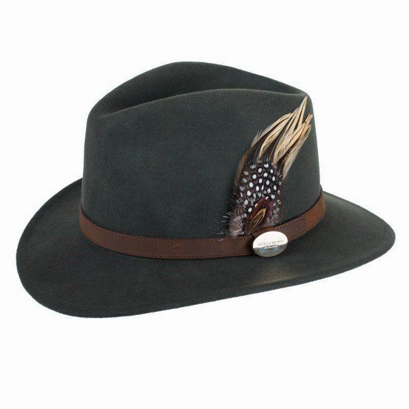Flash Pick Today Hicks & Brown Suffolk Guinea & Pheasant Fedora Hat - Olive