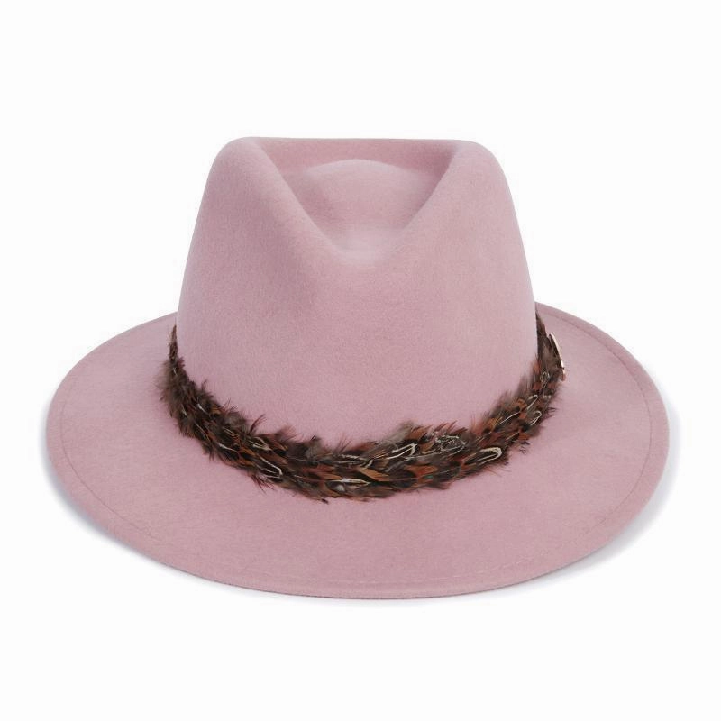 Hicks & Brown Suffolk Pheasant Wrap Fedora Hat - Dusky Pink Flash Deal Today Clearance Sale Now