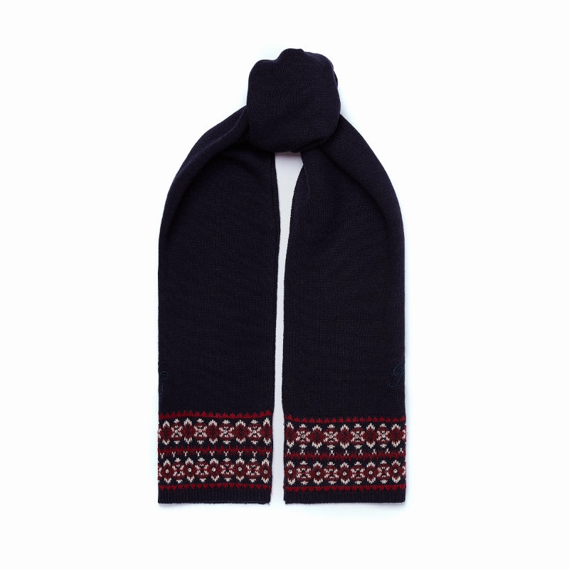Holland Cooper Jennifer Fairisle Ladies Scarf - Ink Navy Hot Offer Ending Soon