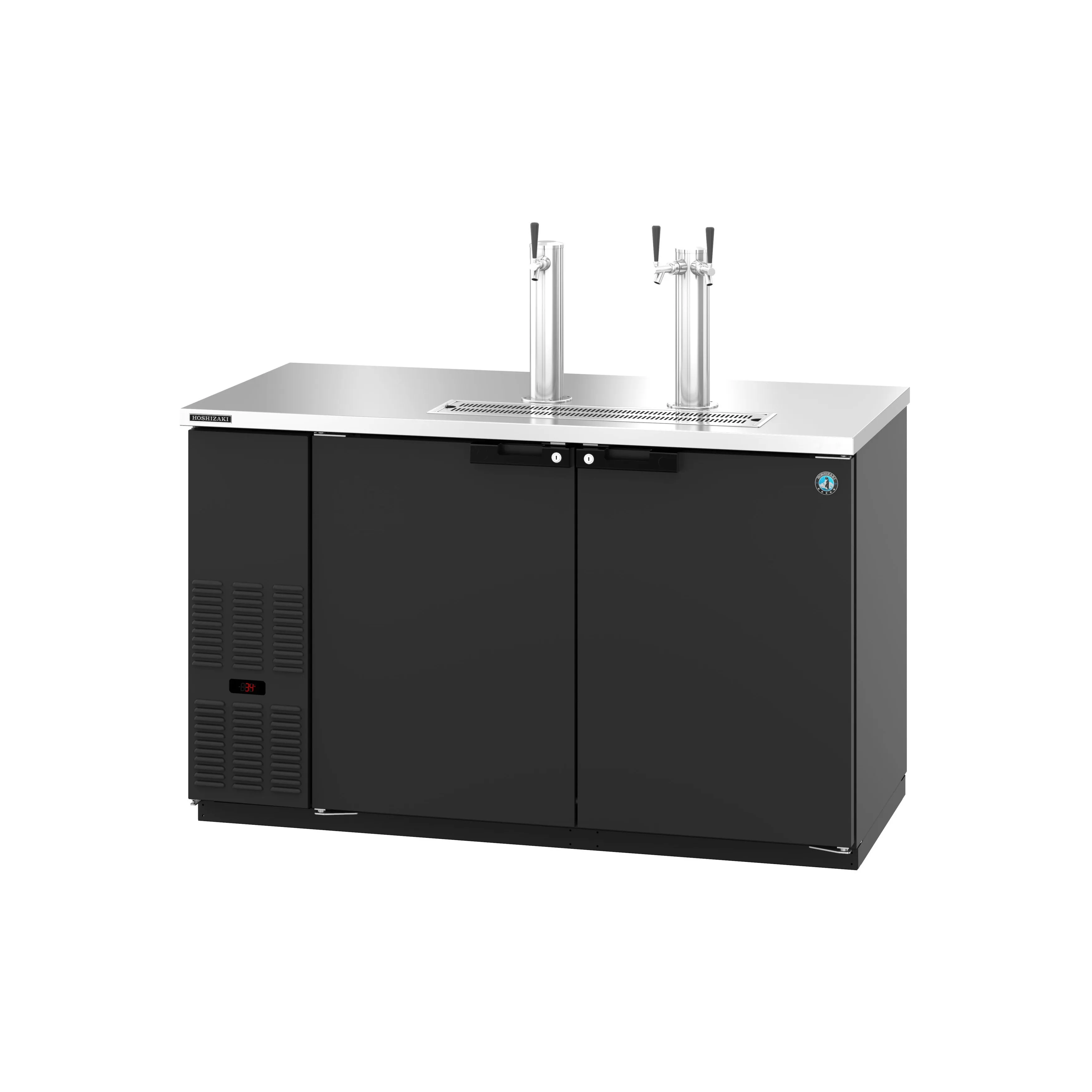 Hoshizaki - DD59, Commercial 59.5" Black Single Double Tap Kegerator Beer Dispenser - (2) 1/2 Keg Capacity 18.45cu.ft.