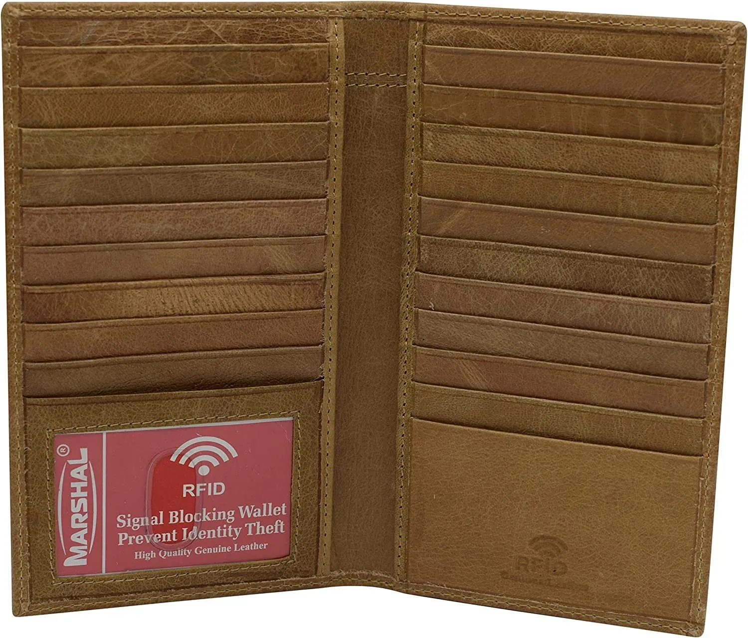 Shop Now Save Shop Hot Deals Rfid Blocking Cowhide Leather Men'S Long Id Credit Card Security Wallet