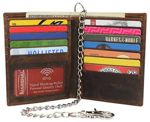 Sale Ending Soon Grab It Now Vintage Leather Rfid Blocking Hipster Bifold Biker Long Chain Men'S Wallet