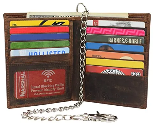 Sale Ending Soon Grab It Now Vintage Leather Rfid Blocking Hipster Bifold Biker Long Chain Men'S Wallet