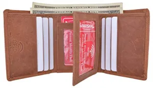 Rfid Blocking Mens Vintage Soft Genuine Leather Classic Style Trifold Wallet Limited Stock Alert