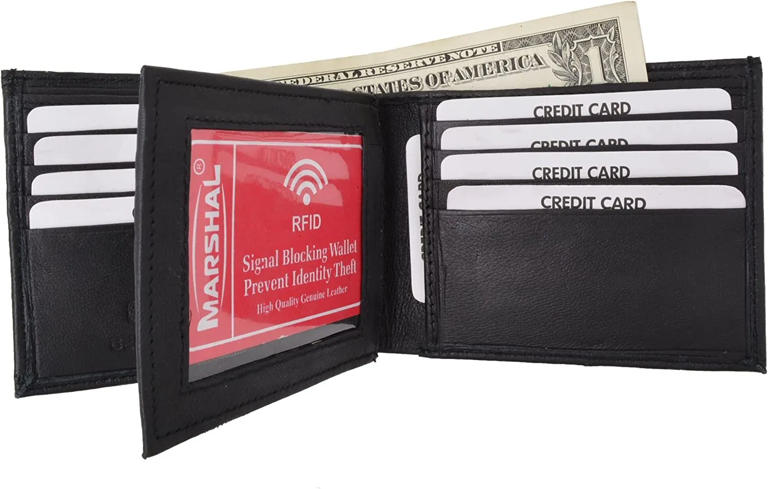Rfid Blocking Premium Soft Leather Men'S Multi-Card Compact Center Flip Bifold Wallet Daily Hot Deal