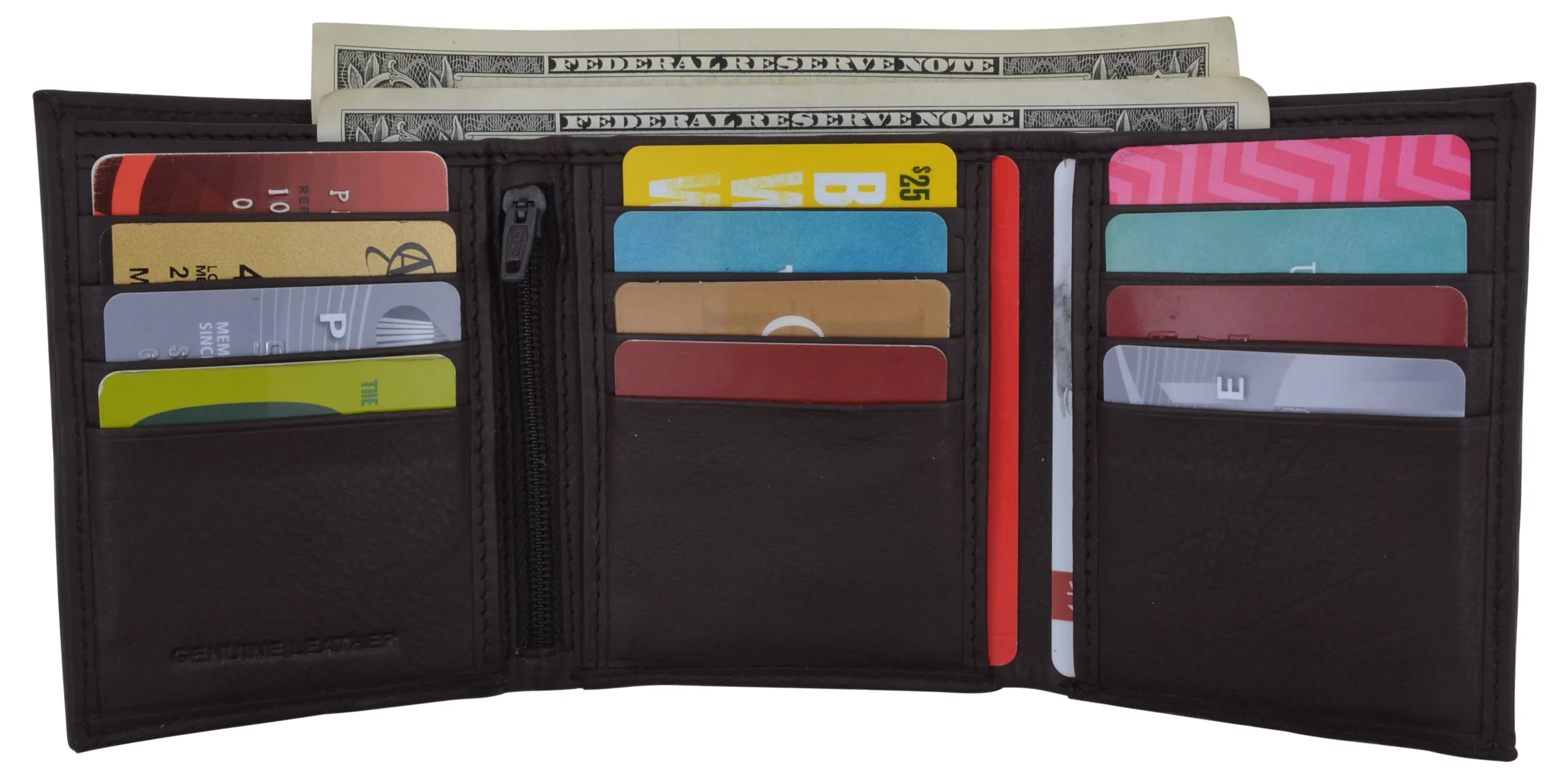 Unmissable Deal Today Rfid Trifold Premium Leather Mens Card Holder Wallet W/ Outside Id Window