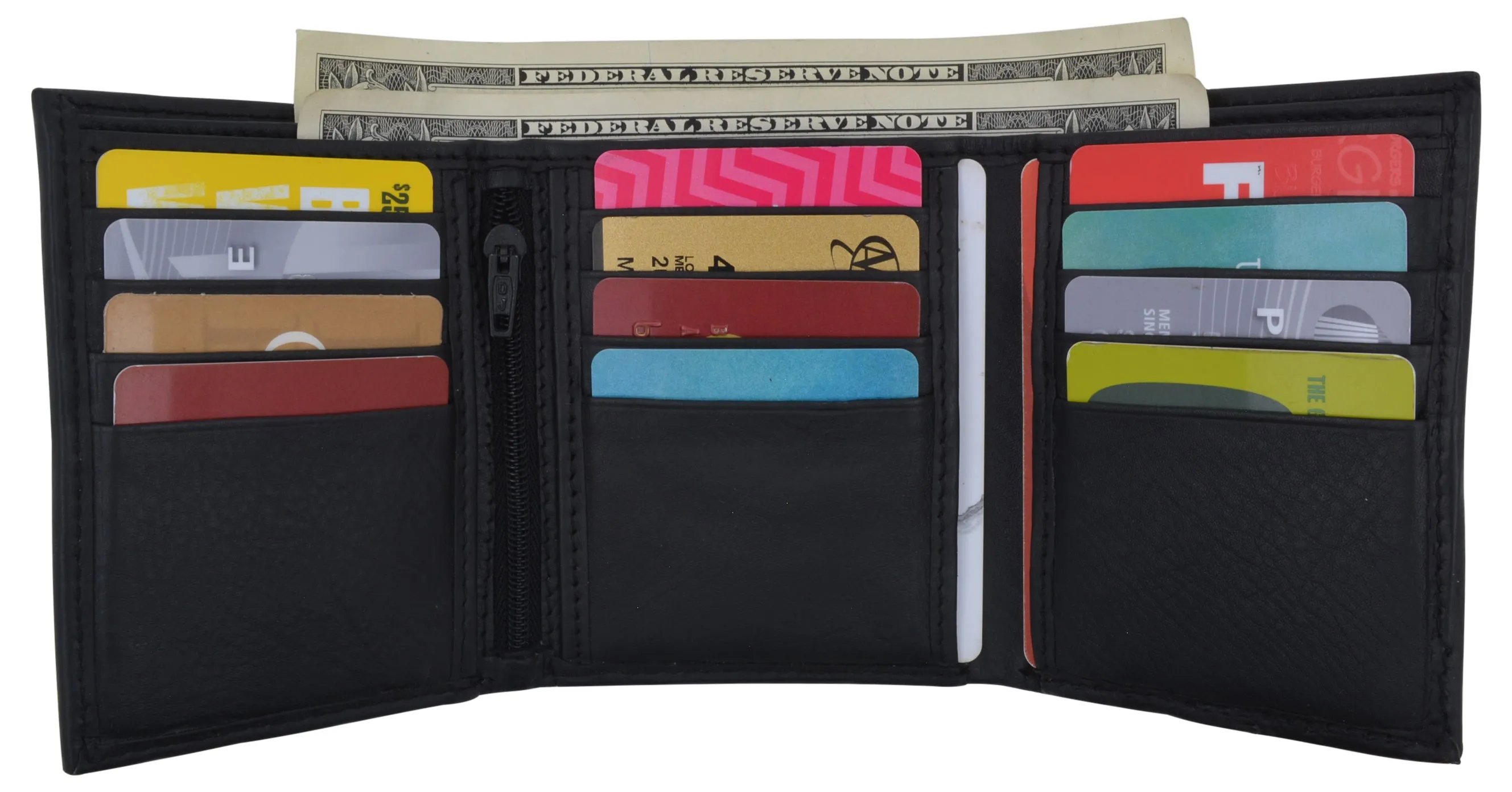 Limited Offer Alert Rfid Trifold Premium Leather Mens Card Holder Wallet W/ Outside Id Window