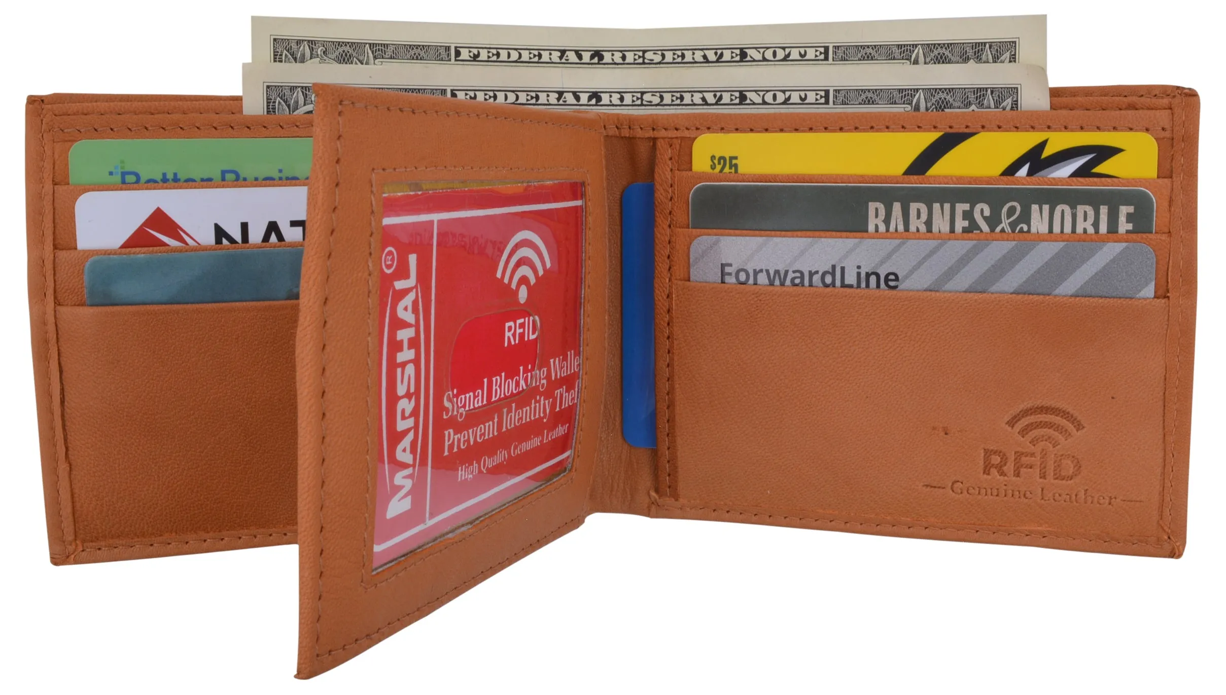 Today Only Hot Sale Mens Rfid Blocking Leather Center Flap Bifold Compact Card Id Wallet
