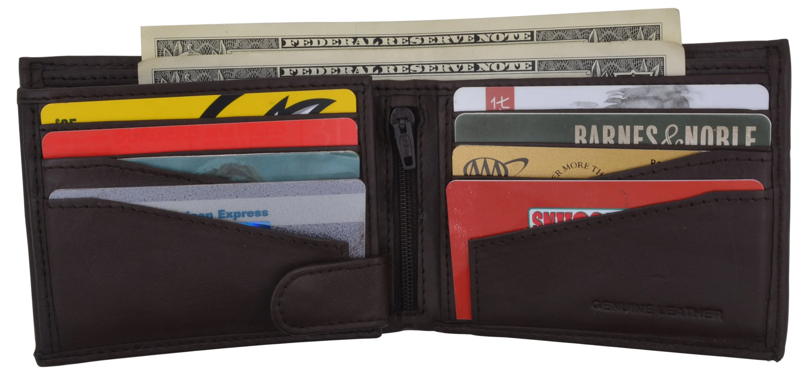Hot Deal Alert Premium Leather Rfid Mens Credit Card Id Holder Wallet W/Interior Snap Closure