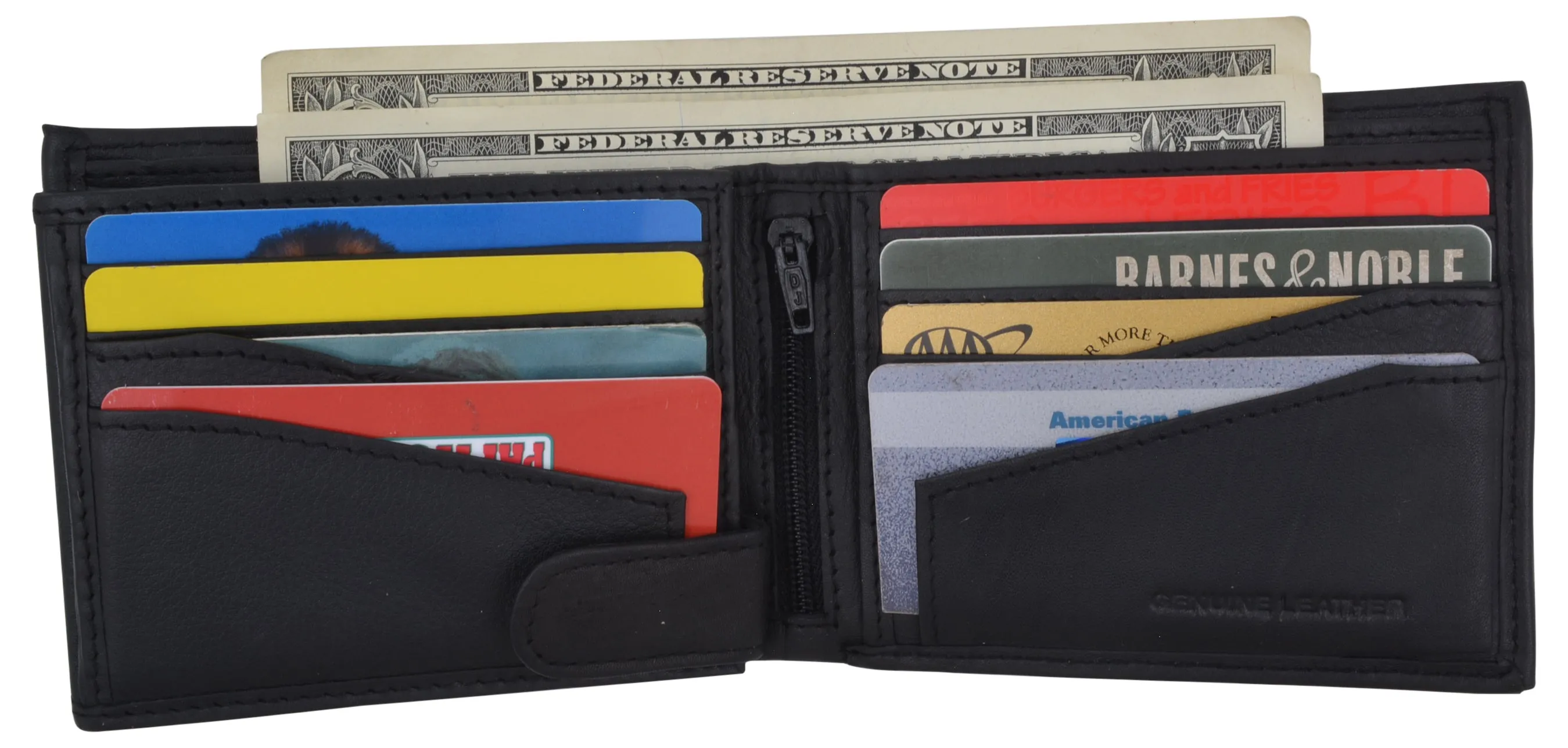Premium Leather Rfid Mens Credit Card Id Holder Wallet W/Interior Snap Closure Trending Hot Picks MustShop Sale