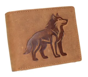 Trending Deals Today Marshal Wolf Design Men'S Vintage Leather Rfid Blocking Bifold Wallet For Hunters & Outdoorsmen