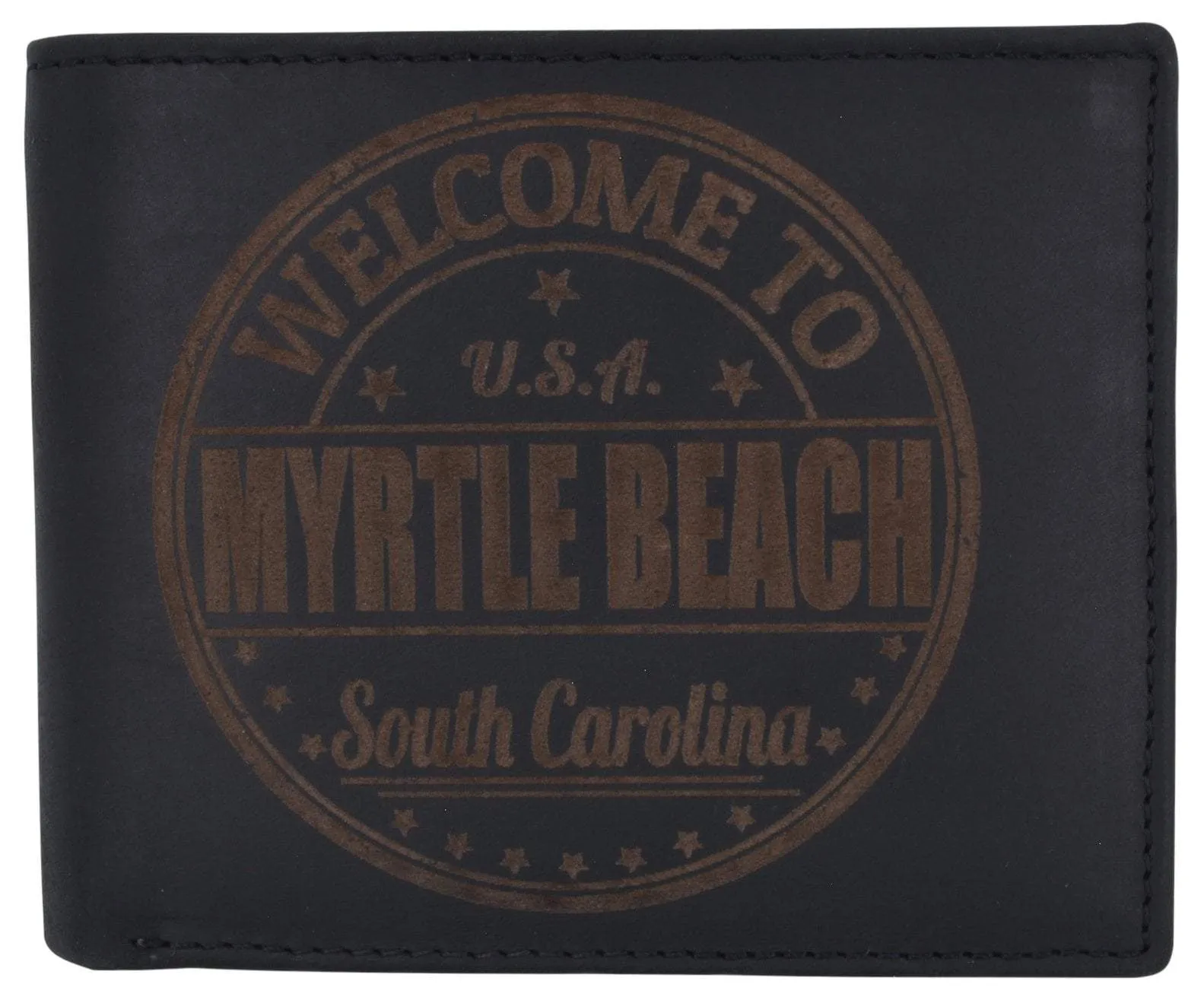 Clearance Savings Now Special Occasion Discount Bifold Mens Rfid Cowhide Leather Myrtle Beach Flap Card/Id Wallet