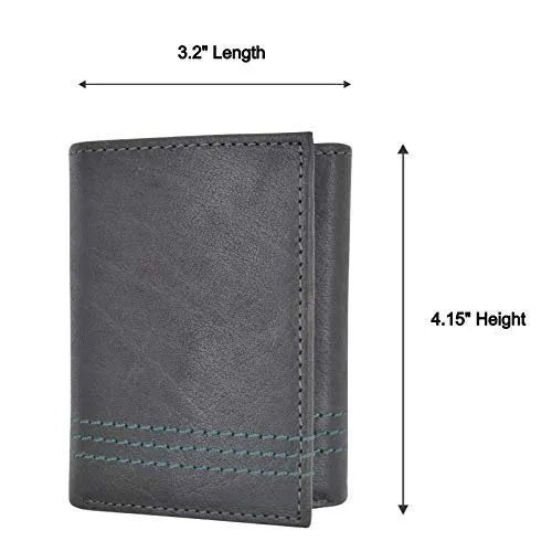 Cazoro Extra Capacity Trifold 2 Id Window Wallet For Men Rfid Blocking Genuine Leather Wallet Clearance Event Today