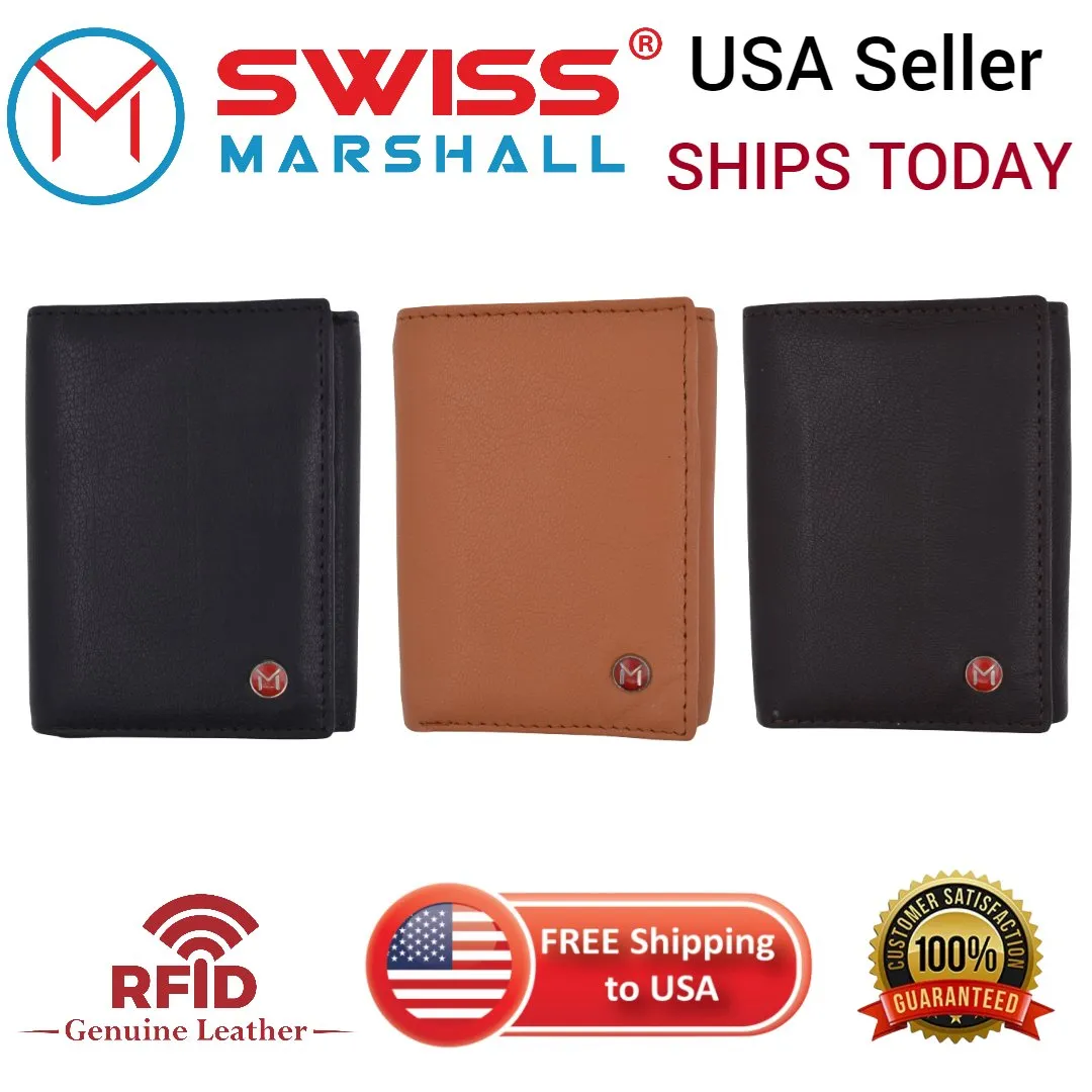 Shop Smart Deals Genuine Leather Slim Trifold Wallet For Men With Id Window Rfid Blocking Usa