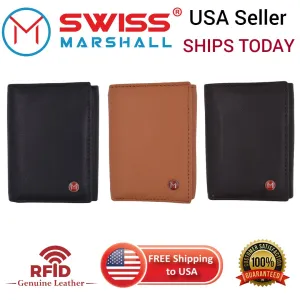 Shop Smart Deals Genuine Leather Slim Trifold Wallet For Men With Id Window Rfid Blocking Usa