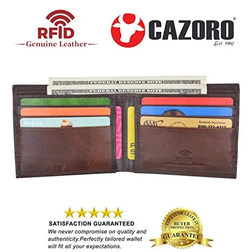 Save Big Today Grab the Deal Now Slim Men'S Wallet Thin Bifold Leather Rfid Blocking Minimalist Front Pocket Mens Brown Wallet Cazoro