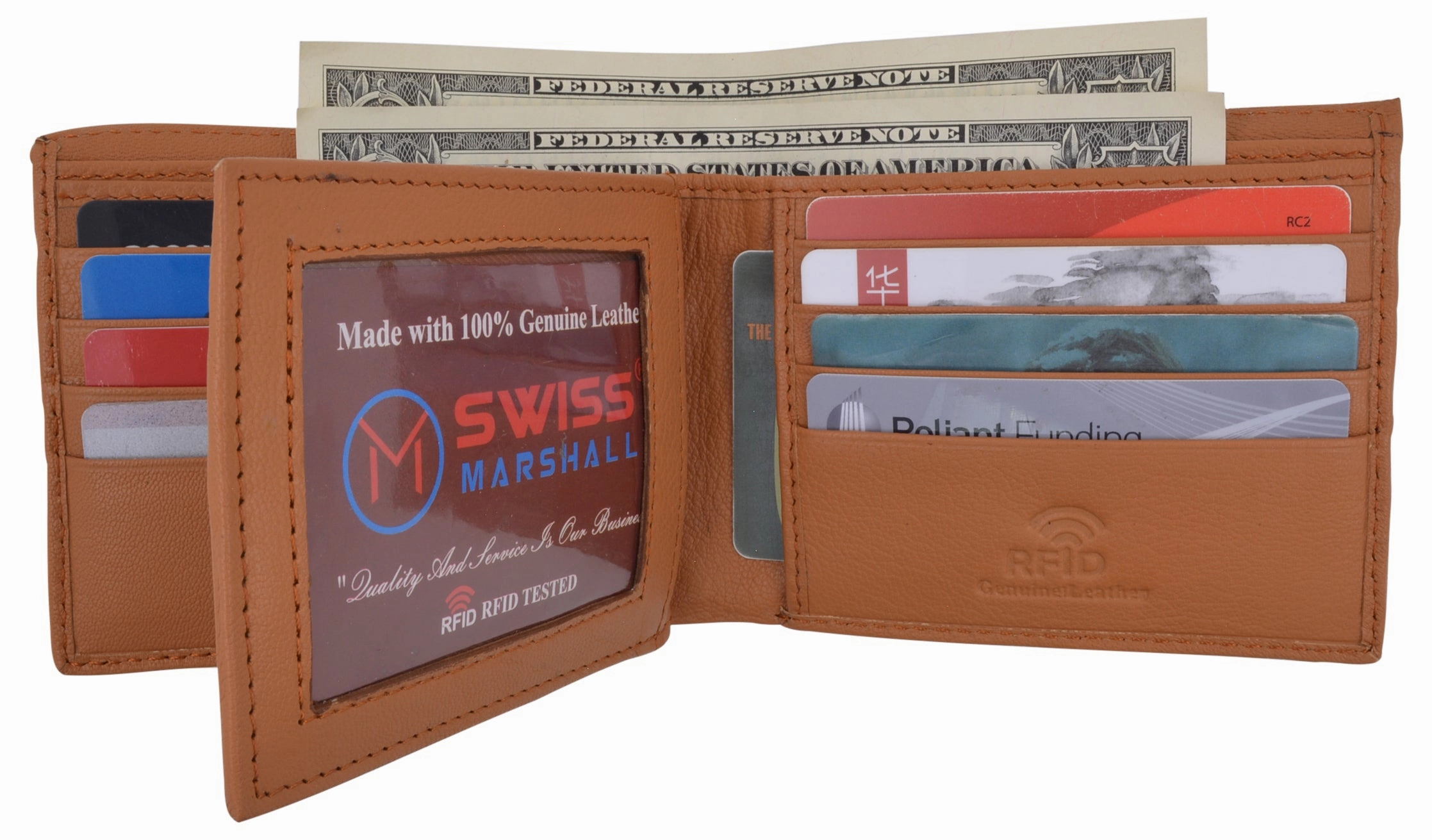Men'S Rfid Security Blocking Premium Leather Extra Capacity Card Id Bifold Wallet Online Exclusive Savings
