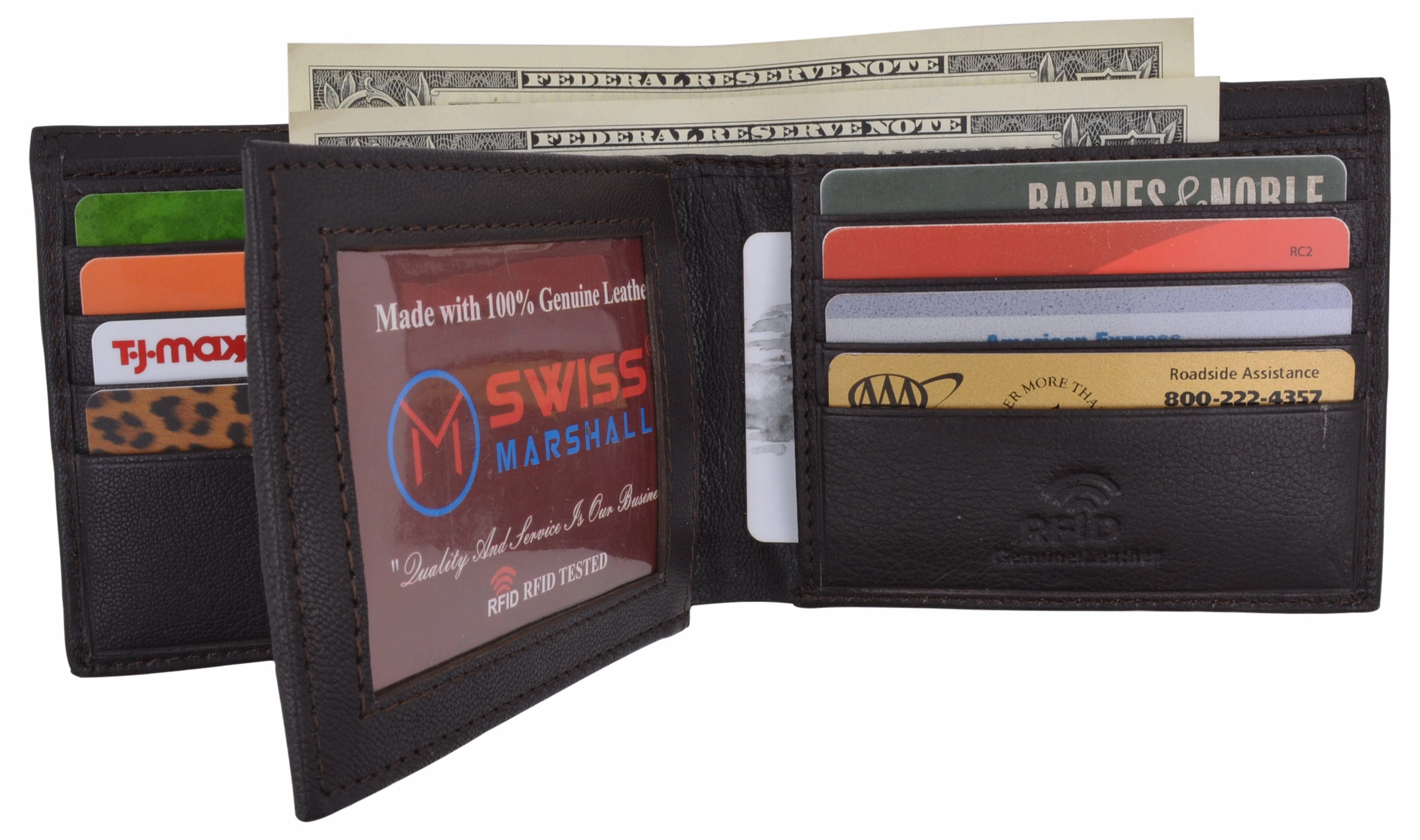 Men'S Rfid Security Blocking Premium Leather Extra Capacity Card Id Bifold Wallet Shop Now Save