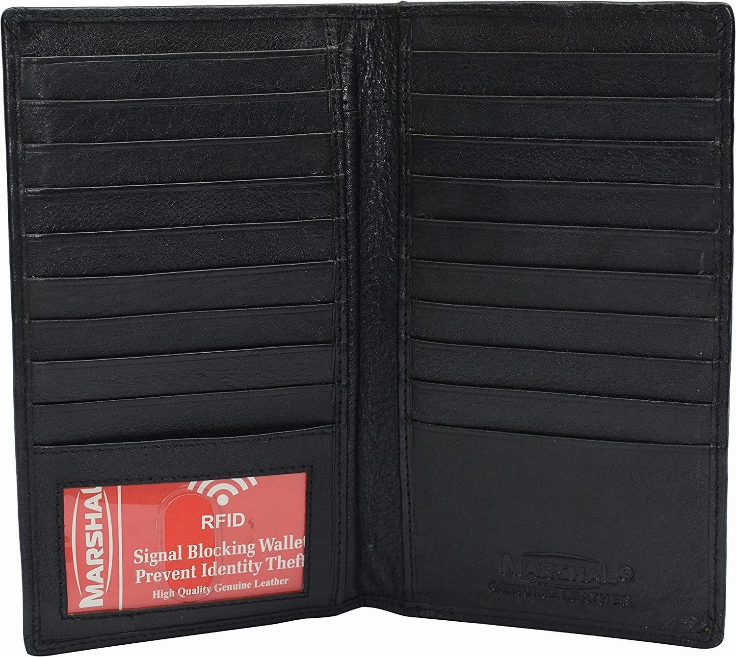 Shop the Savings Rfid Blocking Cowhide Leather Men'S Long Id Credit Card Security Wallet