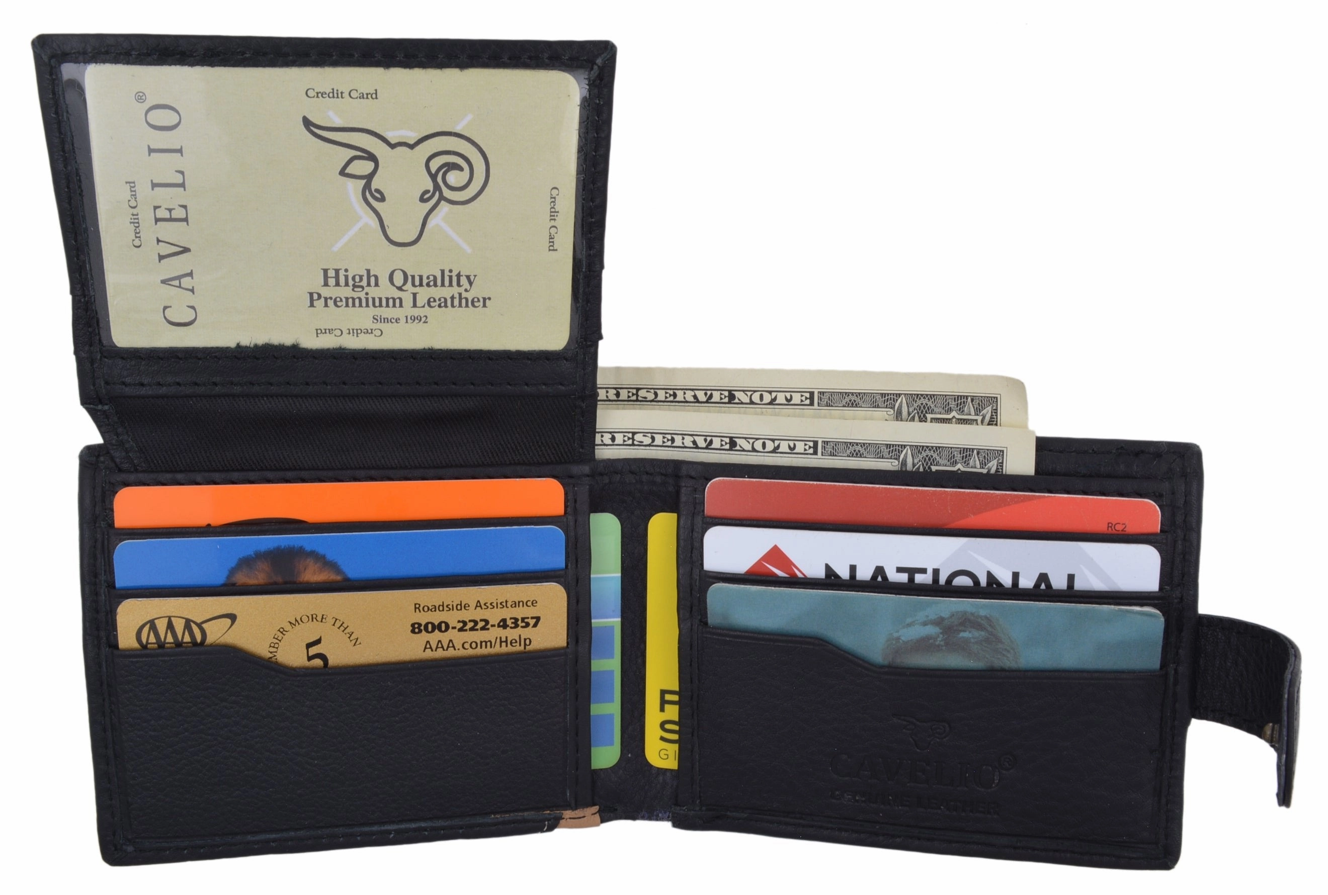 Black Bifold Mens Genuine Leather Credit Card Id Wallet With Snap Closure GiftWorthy Sale Limited Offer Alert