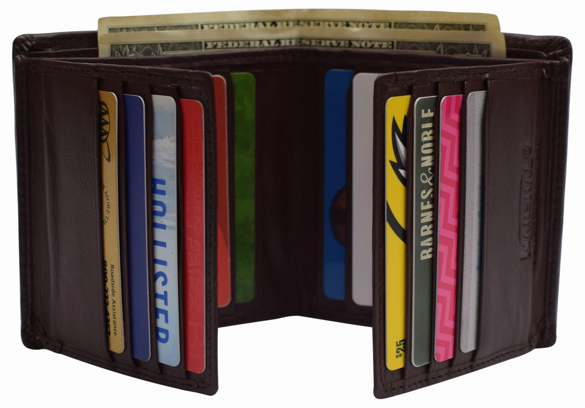 Rfid Blocking Genuine Leather Dual Credit Card Case Id Flap Bifold Mens Wallet Passcase Best Seller Deal