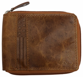 Clearance Blowout Dont Miss Hot Deals Mens Rfid Blocking Wallets Zipper Leather Wallet For Men Bifold Rfid Card Holder Usa (Tan)