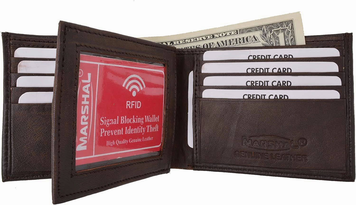 Trending Now Offer Hot Sale Alert Rfid Blocking Premium Soft Leather Men'S Multi-Card Compact Center Flip Bifold Wallet