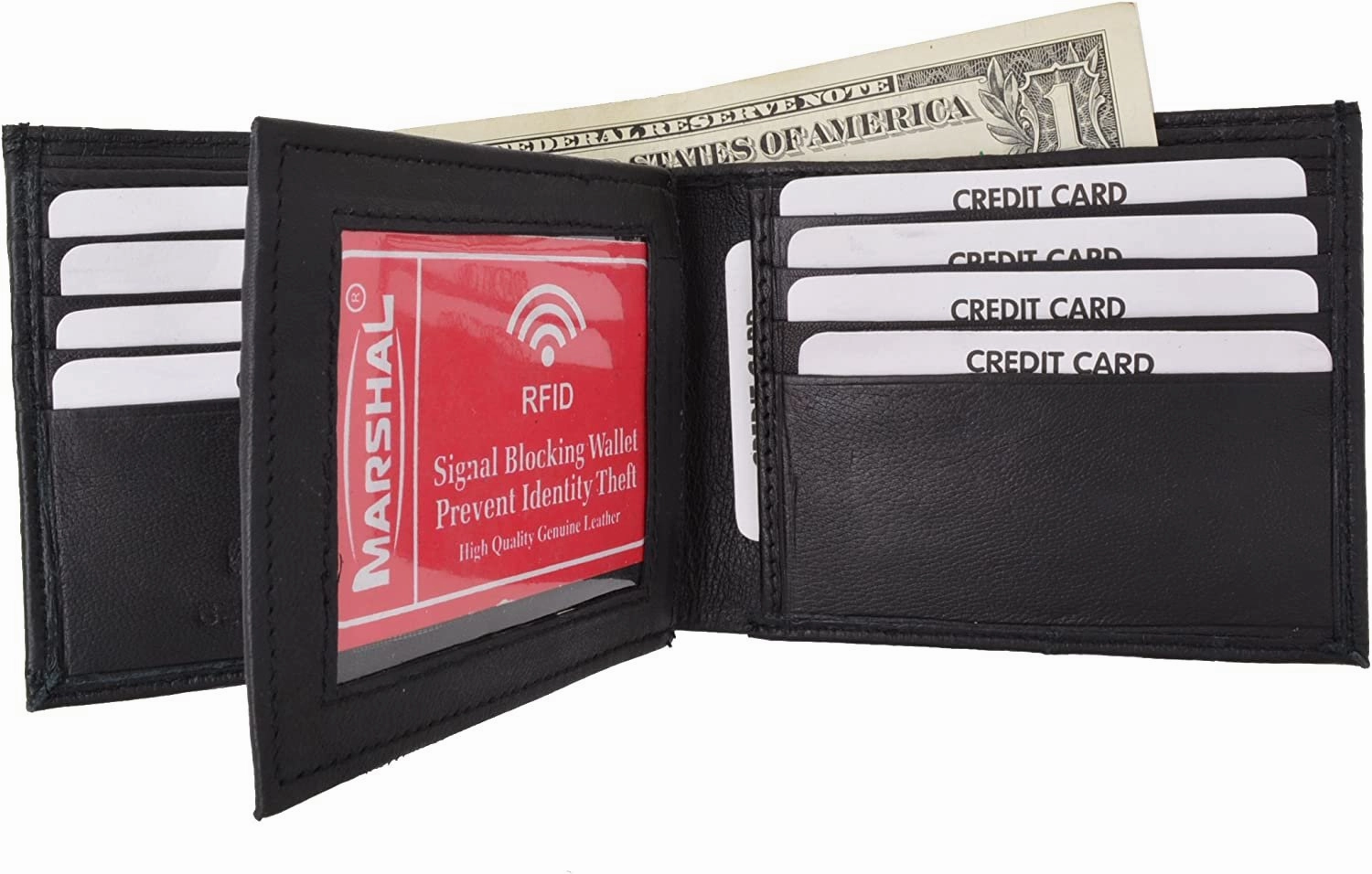 Rfid Blocking Premium Soft Leather Men'S Multi-Card Compact Center Flip Bifold Wallet Daily Hot Deal