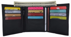 Limited Offer Alert Rfid Trifold Premium Leather Mens Card Holder Wallet W/ Outside Id Window