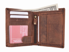 Vintage Look Genuine Leather Rfid Blocking European Style Bifold Trifold Wallet With Id Window Rfid518Htc Best Price Today Clearance Alert Now
