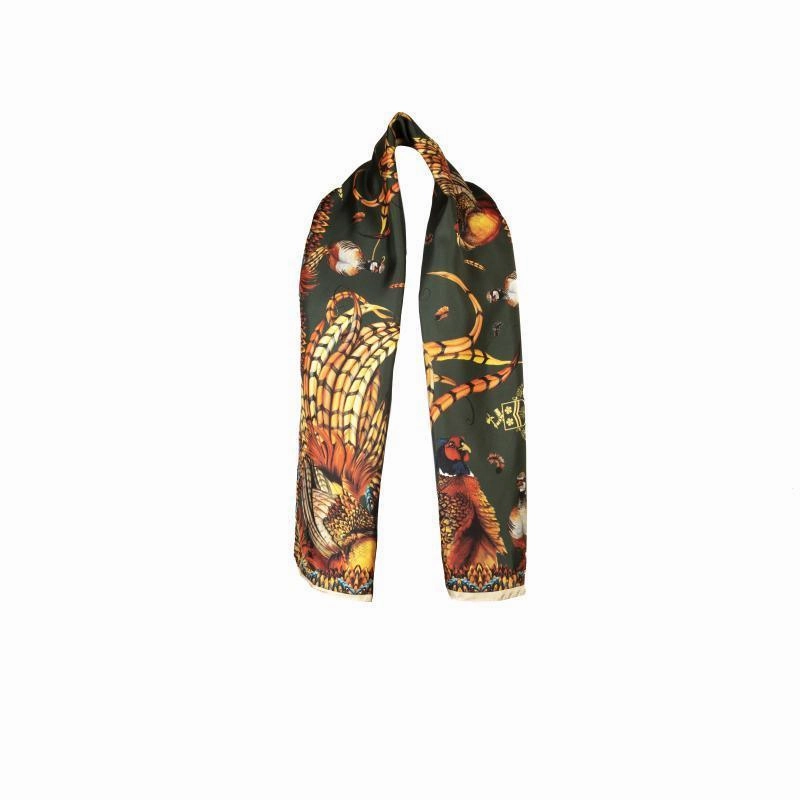 Online Deal Frenzy Big Clearance Event Clare Haggas Heads Or Tails Large Twill Silk Scarf - Khaki
