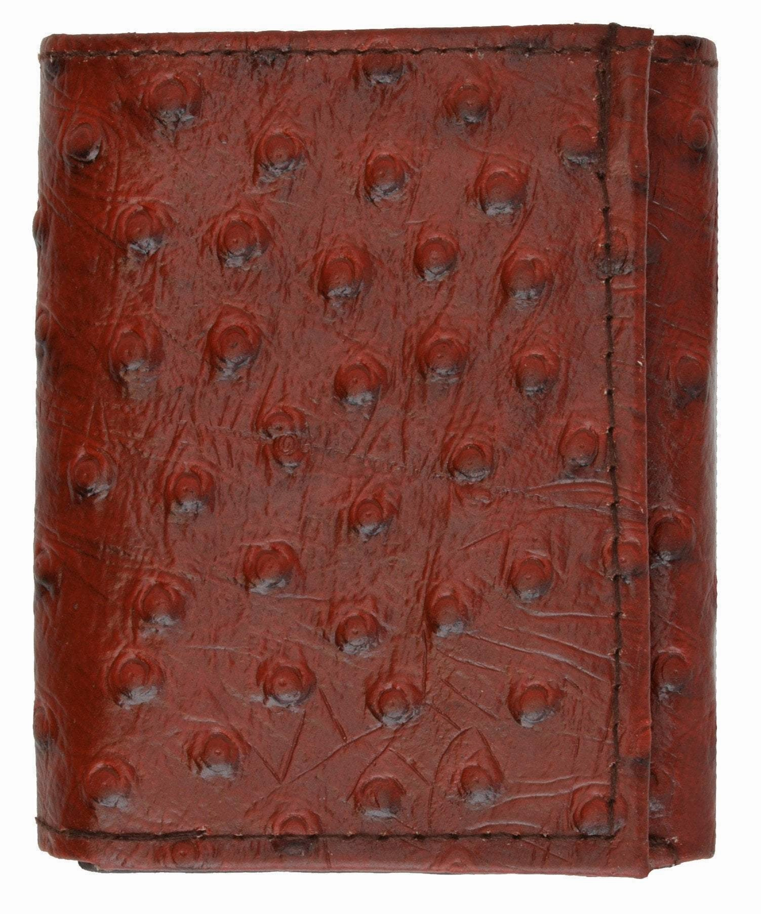 New Genuine Leather Wallet Ostrich Skin Print Trifold Wallet 71055 Os Clearance Steal Today