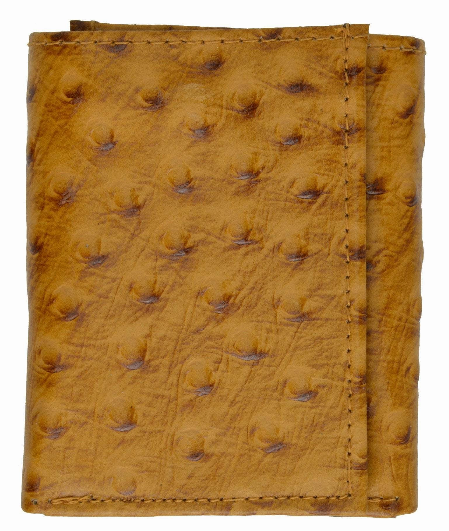 Trending Today Steal New Genuine Leather Wallet Ostrich Skin Print Trifold Wallet 71055 Os