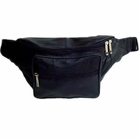 Best Seller Discount Shop Smart Save Top Grain Genuine Leather Large Waist Bag/Fanny Pack/ Waist Hip Purse 040 (C)