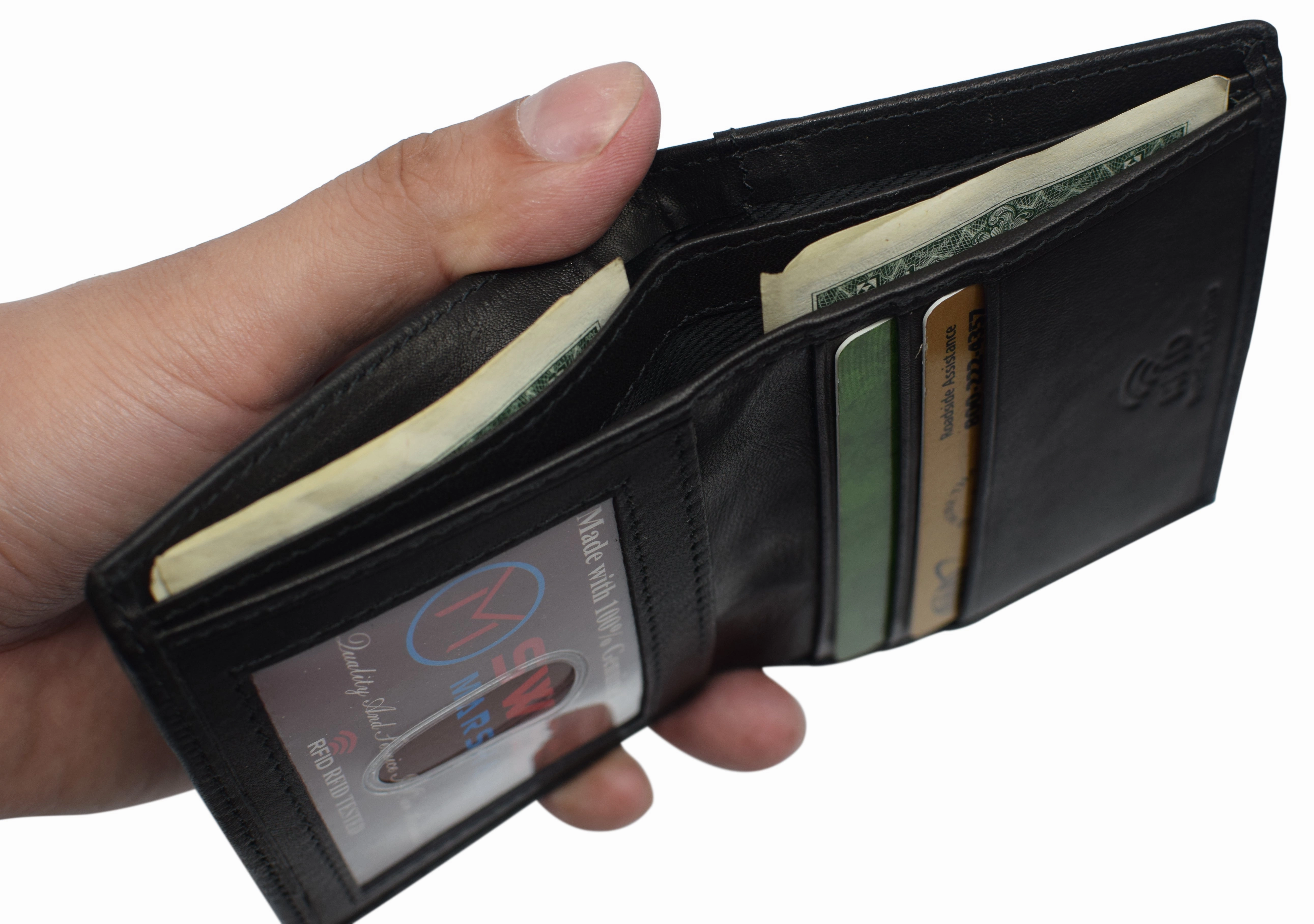 Todays Best Deal Slim Bifold Front Pocket Wallet 2 Id Window Credit Card Holder Genuine Leather Rfid Blocking