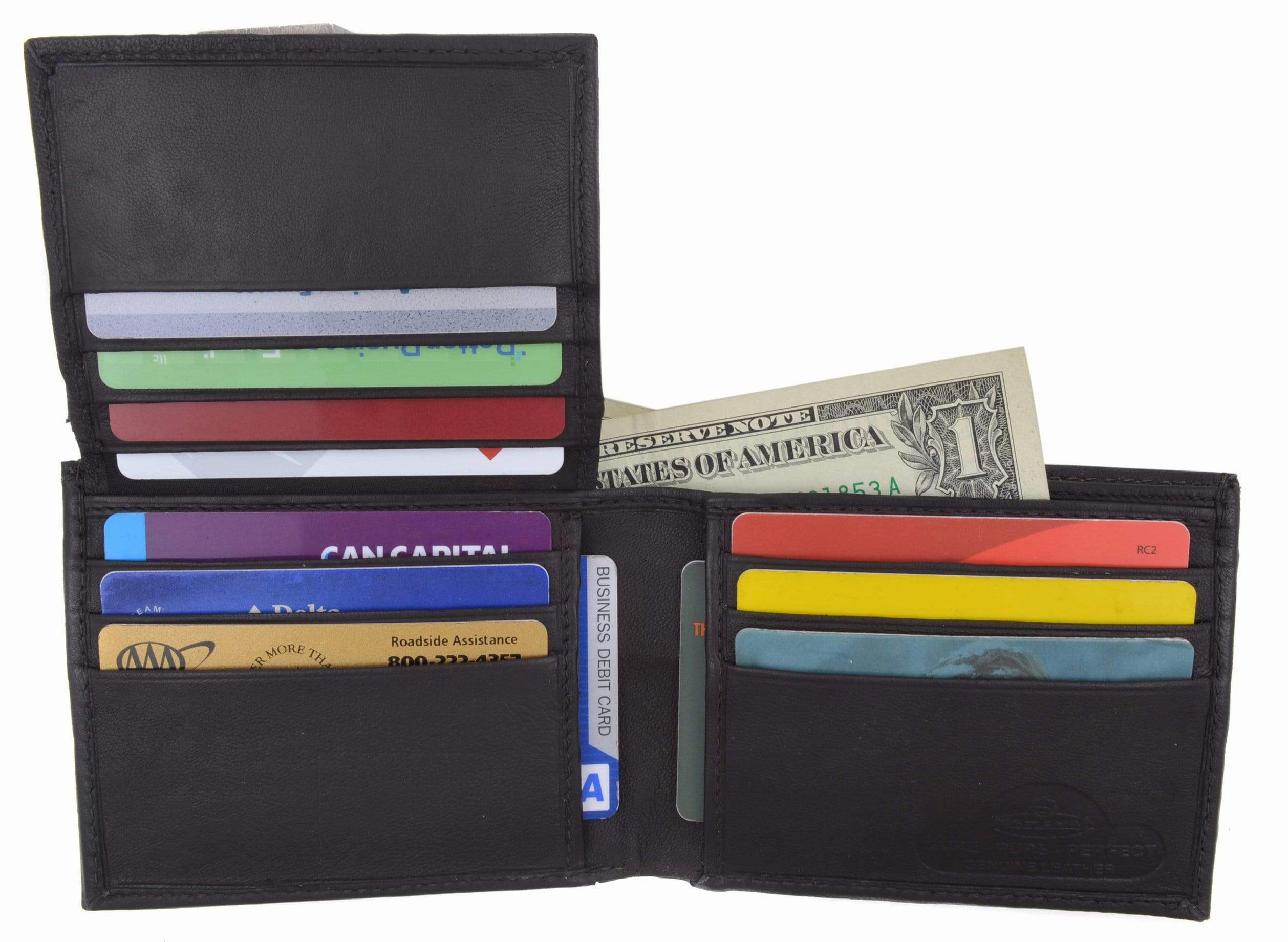 Trending Now Offer Genuine Lambskin Soft Leather Bifold Credit Card Wallet With Id Flap Up 53