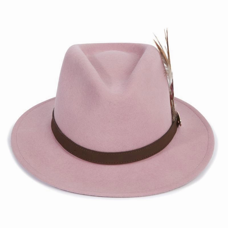Todays Trending Deals Clearance Sale Hicks & Brown Suffolk Gamebird Fedora Hat - Dusky Pink