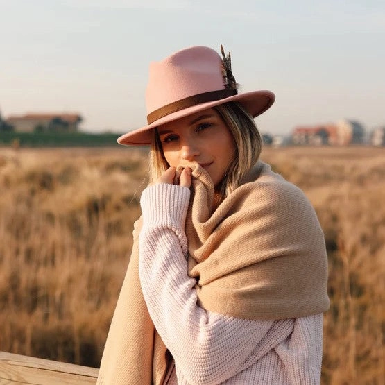 Hicks & Brown Suffolk Gamebird Fedora Hat - Dusky Pink Grab Your Hot Pick Trending Savings Now