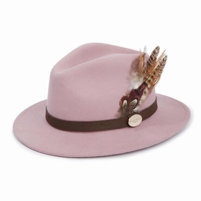 Big Savings Alert Limited Time Hot Deal Hicks & Brown Suffolk Gamebird Fedora Hat - Dusky Pink