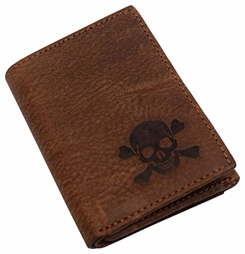 Skull Bone Men'S Rfid Blocking Real Leather Bifold Trifold Wallet Big Price Drop Todays Hot Savings