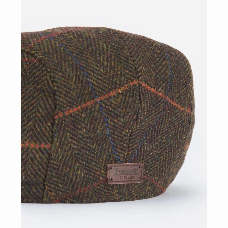 Clearance Blowout Perfect Gift Offer Barbour Cheviot Mens Flat Cap - Olive Herringbone