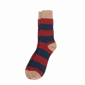Barbour Houghton Stripe Sock Cranberry/Navy Perfect Gift Offer Special Surprise Sale