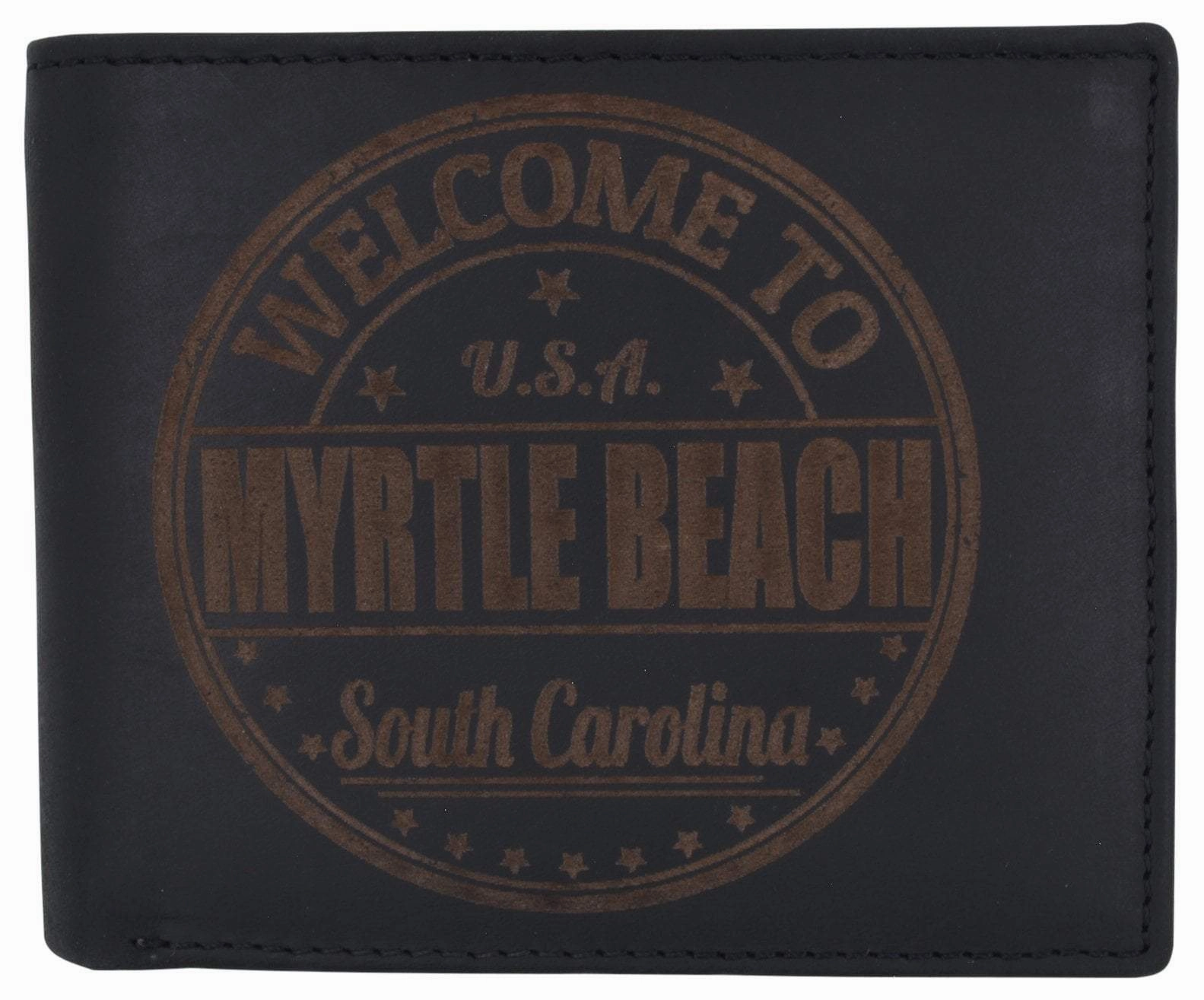 Clearance Savings Now Special Occasion Discount Bifold Mens Rfid Cowhide Leather Myrtle Beach Flap Card/Id Wallet