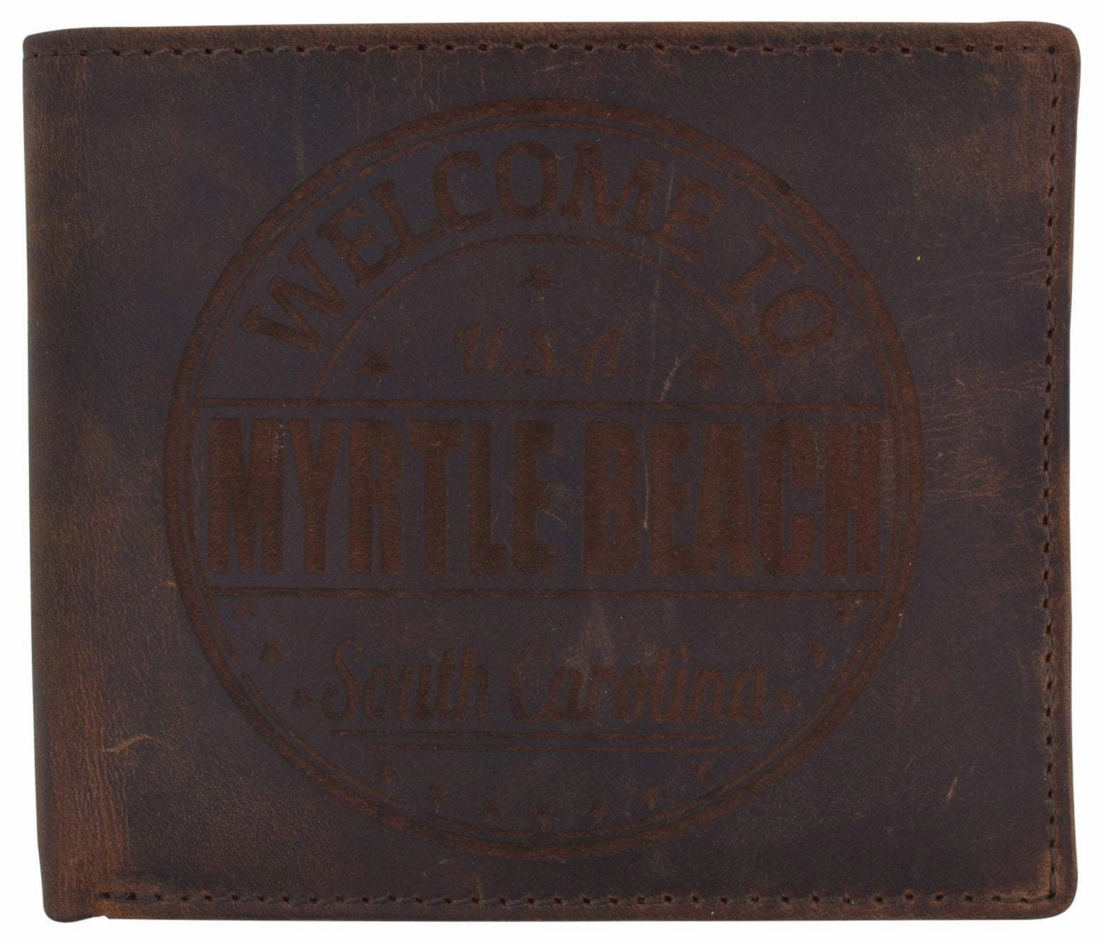 Price Slash Today Today Only Savings Bifold Mens Rfid Cowhide Leather Myrtle Beach Flap Card/Id Wallet