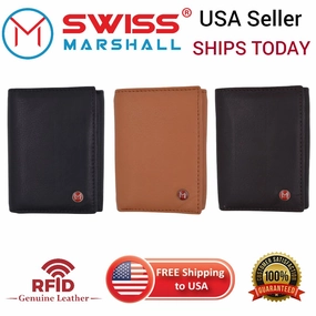 Shop Smart Deals Genuine Leather Slim Trifold Wallet For Men With Id Window Rfid Blocking Usa