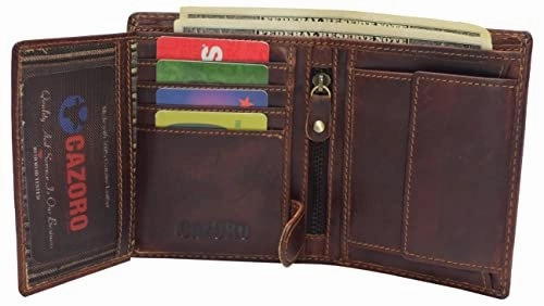 Large Rfid Genuine Vintage Leather Card Holder Bifold Trifold Wallet Snap Closure 2 Id Windows For Men Online Deal Frenzy